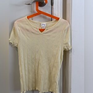 Girls yellow art class top, size L (10/12)